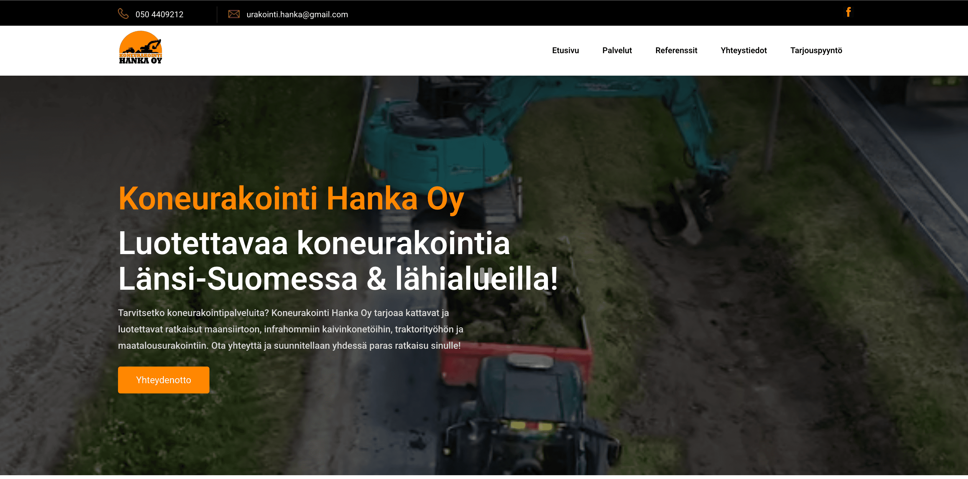 Koneurakointi Hangan verkkosivusto