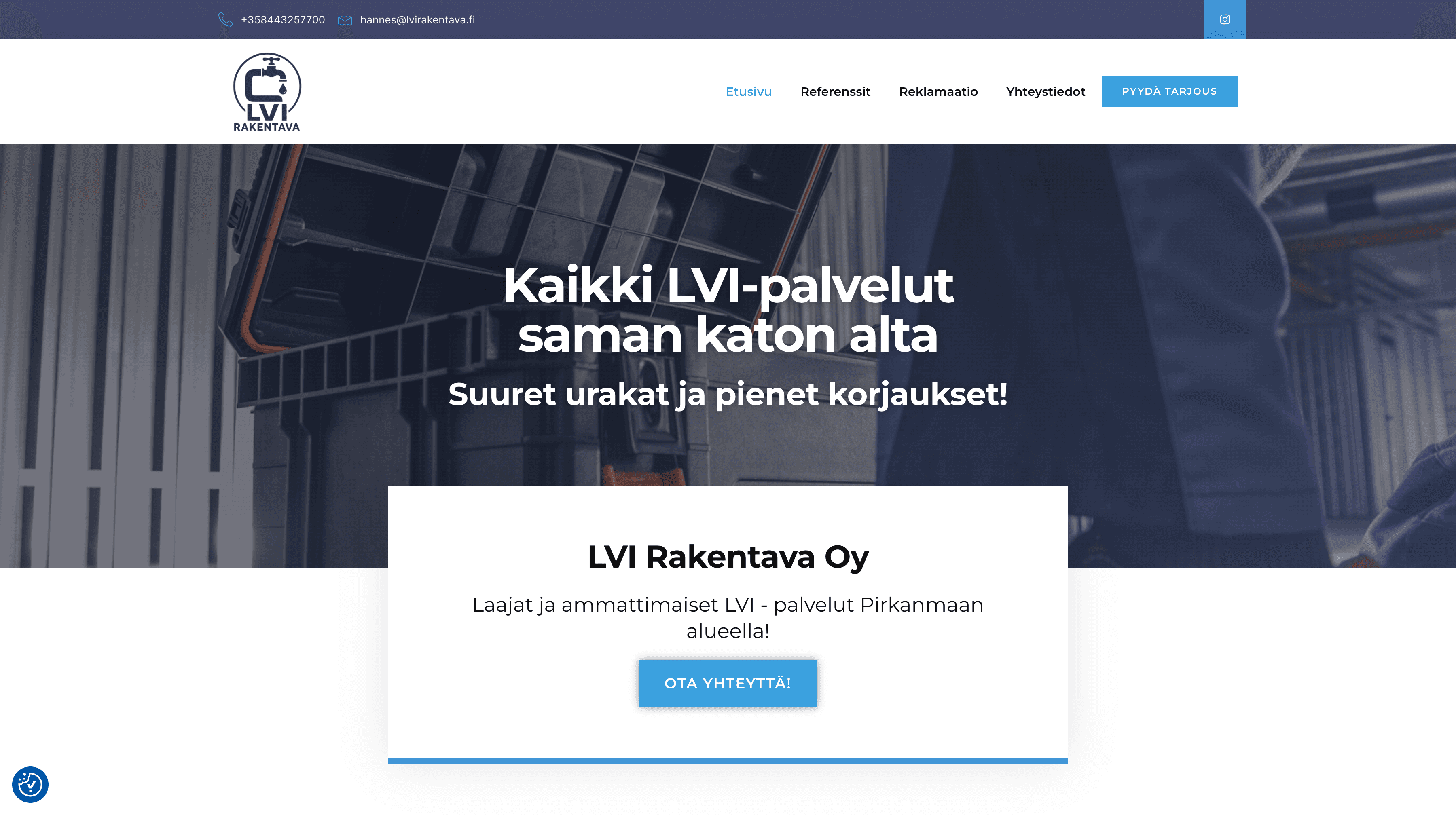 LVI Rakentava Oy:n WordPress-verkkosivusto