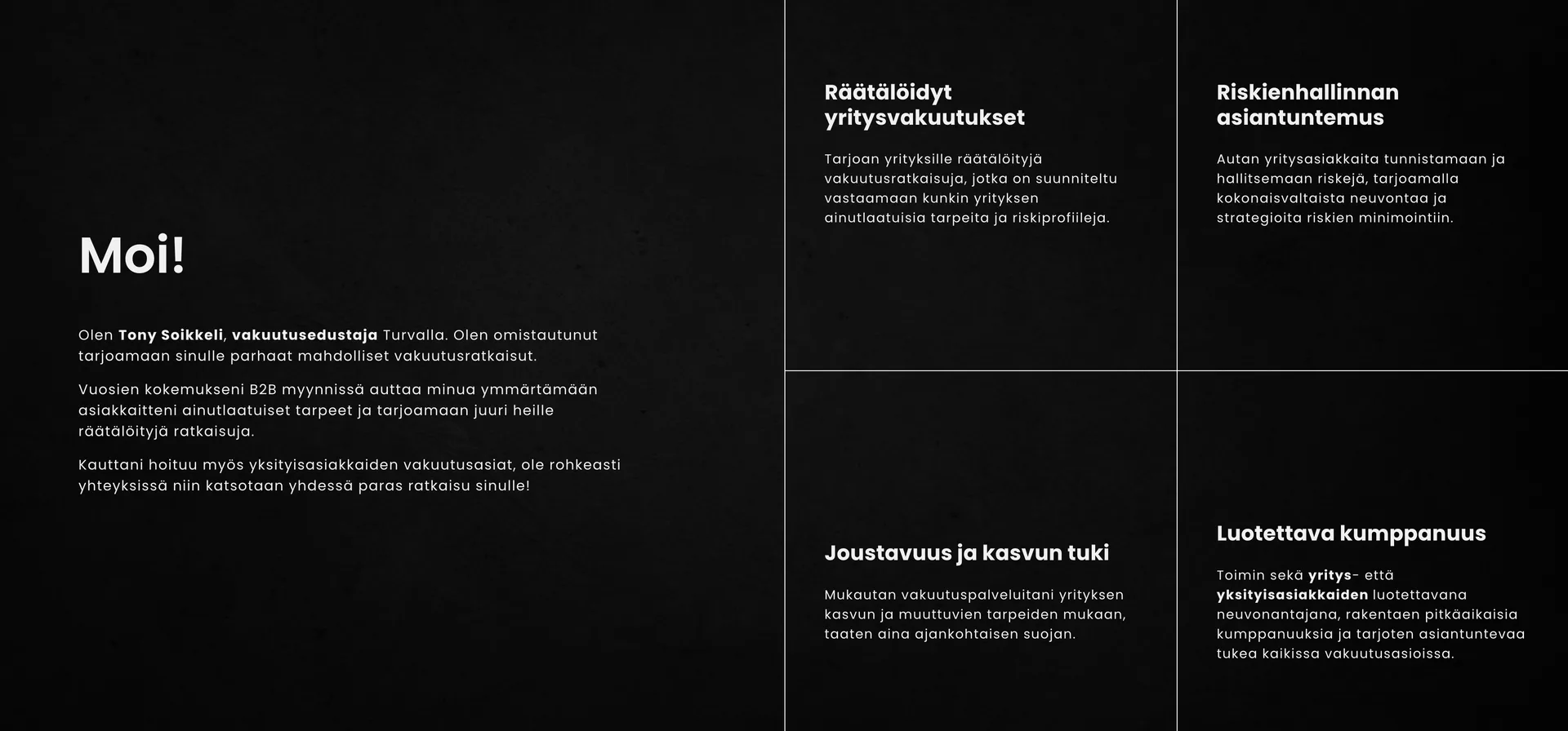 Tony Soikkelin vanha WordPress-onepager