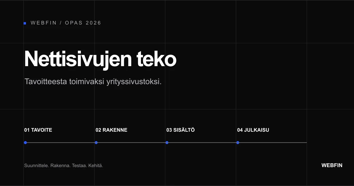 Nettisivujen teko etenee tavoitteesta rakenteen ja sisällön kautta julkaisuun