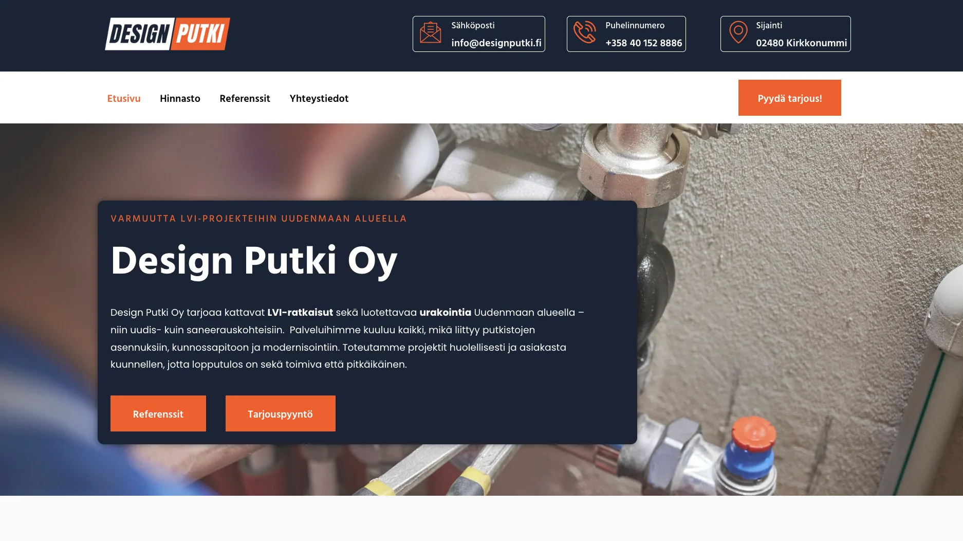 Design Putki Oy:n WordPress-verkkosivusto