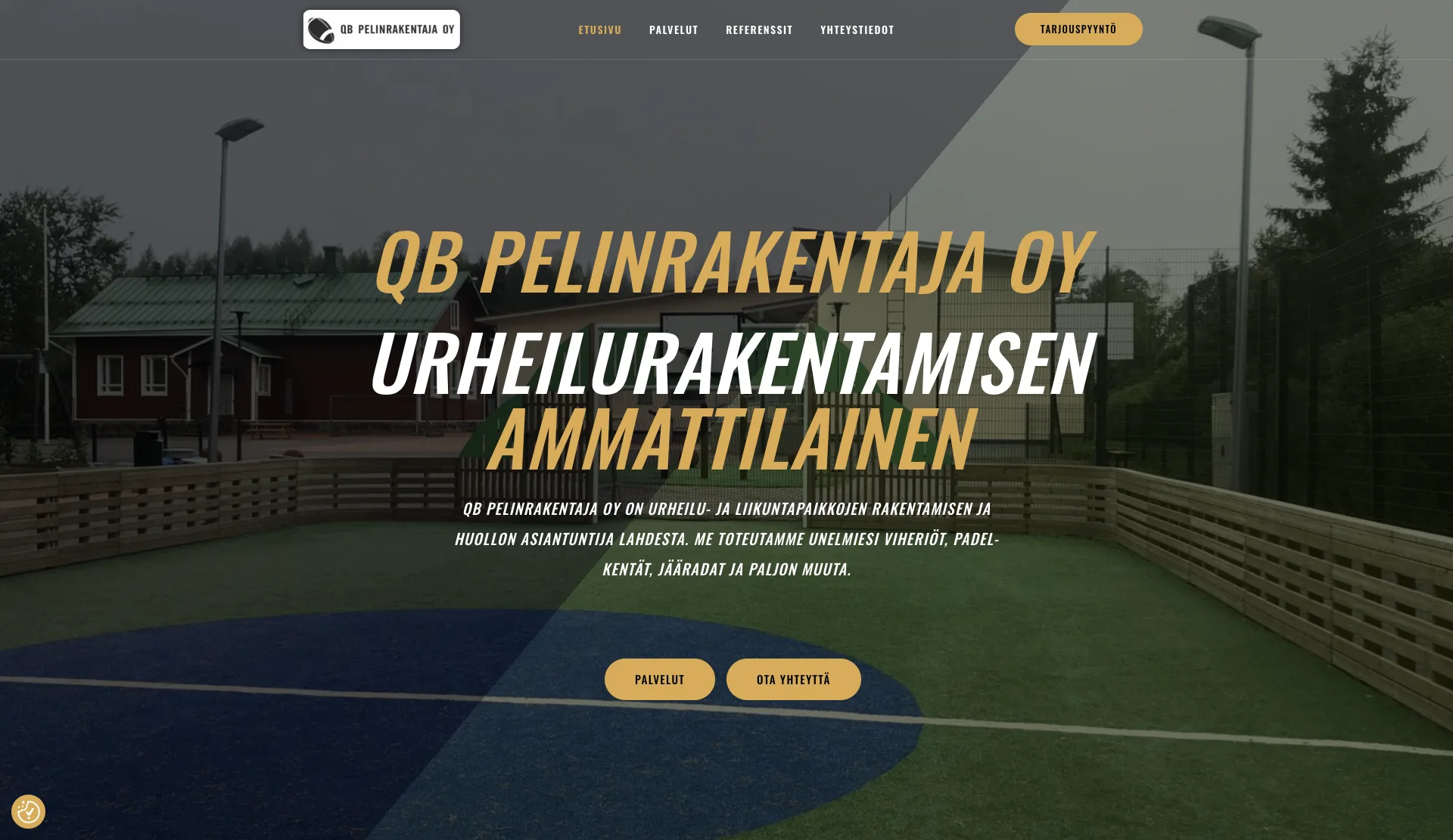 QB Pelinrakentaja Oy:n verkkosivuston etusivu