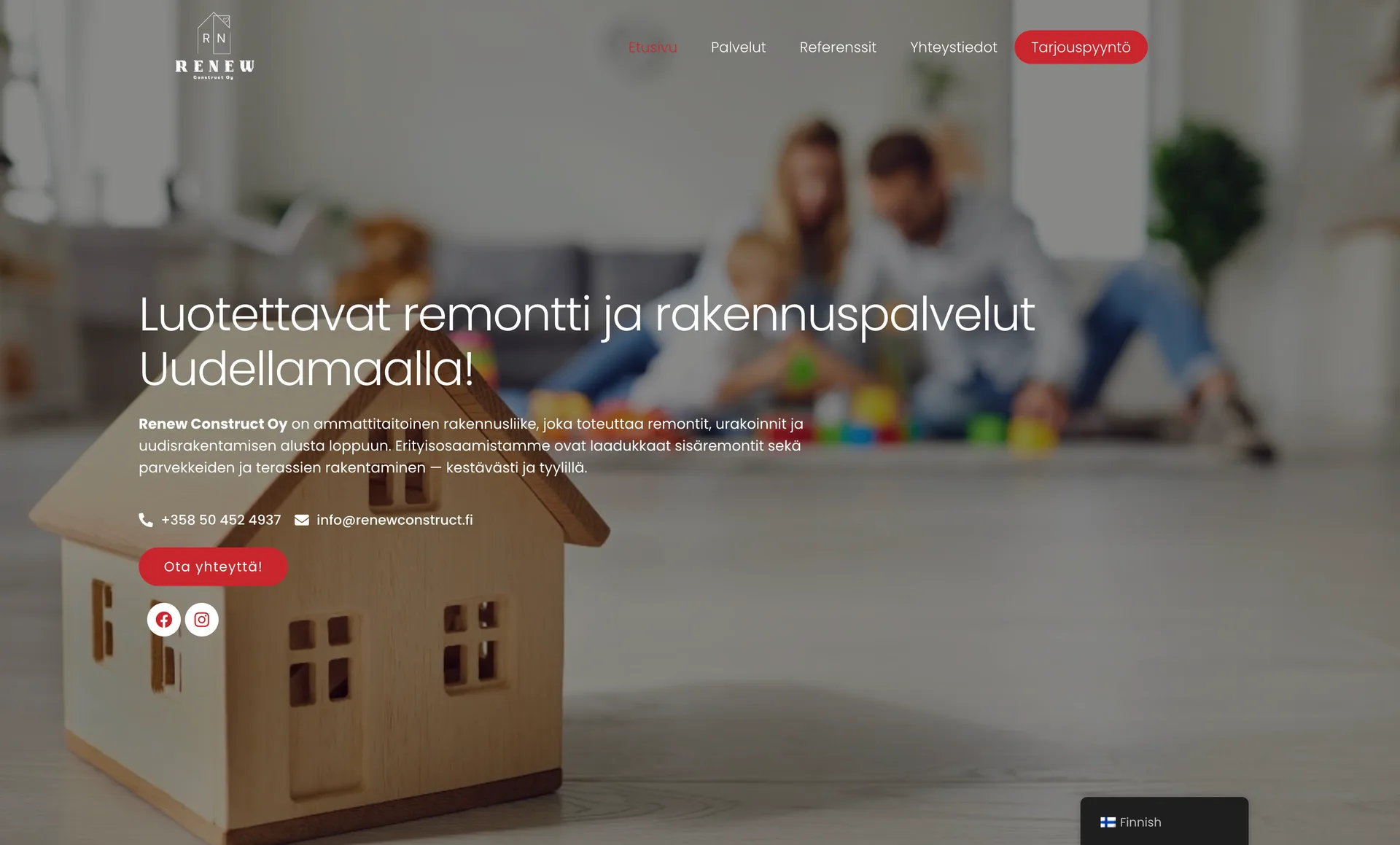 Renew Construct Oy:n WordPress-verkkosivusto